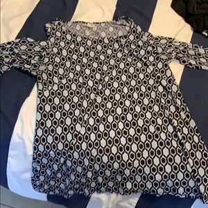 blue/black/white blouse